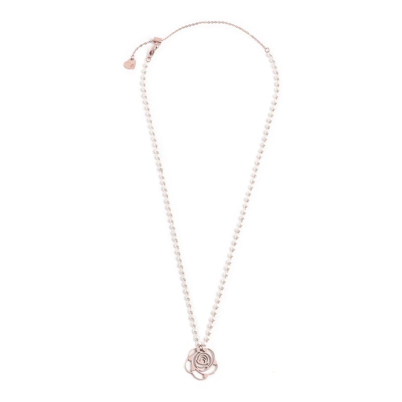 COLLANA 50CM CAT PERLE CON PEND ROSA CON CRIST COLLANA 50CM CAT PERLE CON PEND ROSA CON CRIST