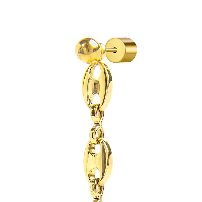 Orecchini A Cerchio Neri In Acciaio Inossidabile Con Pendenti A Croce, Perlina E Catena, Unisex, Lucidi