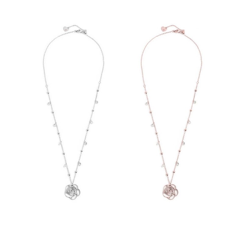 COLLANA CON CZ BIANCHI E SFERE CON PEND ROSA CON CRIST COLLANA CON CZ BIANCHI E SFERE CON PEND ROSA CON CRIST