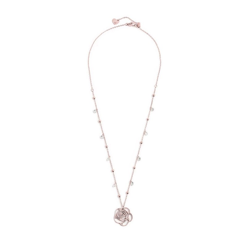Collana con pendente rosa con cristalli