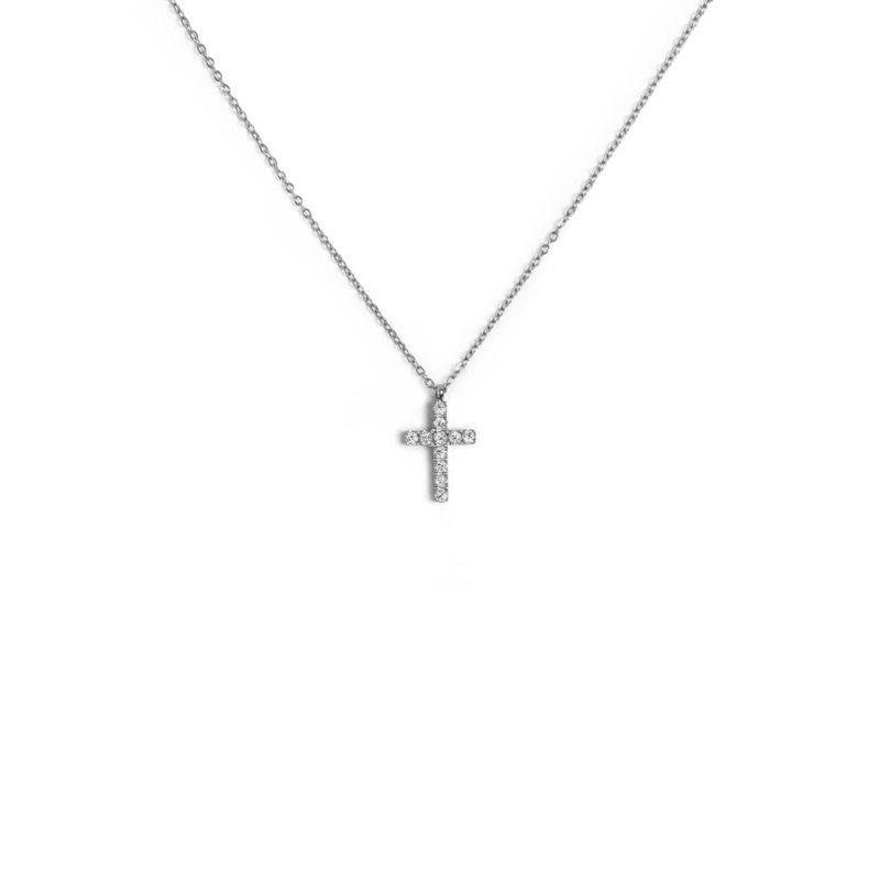 CO CON CROCE PENDENTE CON 1,40CM CZ BIANCO