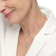 CO CON CROCE PENDENTE CON 1,40CM CZ BIANCO