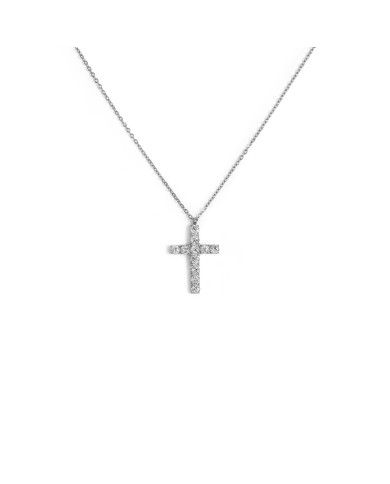 Collana croce pendente 2,6cm con zirconi Collana croce pendente 2,6cm con zirconi