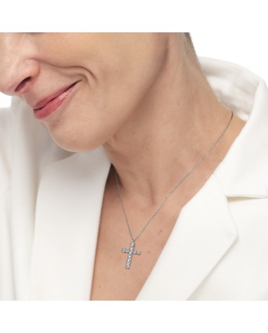 Collana croce pendente 2,6cm con zirconi Collana croce pendente 2,6cm con zirconi