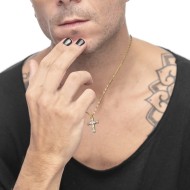 CO ACCIAIO CON CROCE PENDENTE CON CRIST BAGUETTE