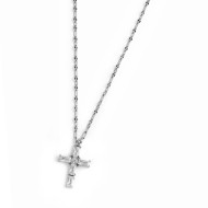 CO ACCIAIO CON CROCE PENDENTE CON CRIST BAGUETTE