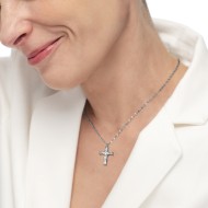 CO ACCIAIO CON CROCE PENDENTE CON CRIST BAGUETTE