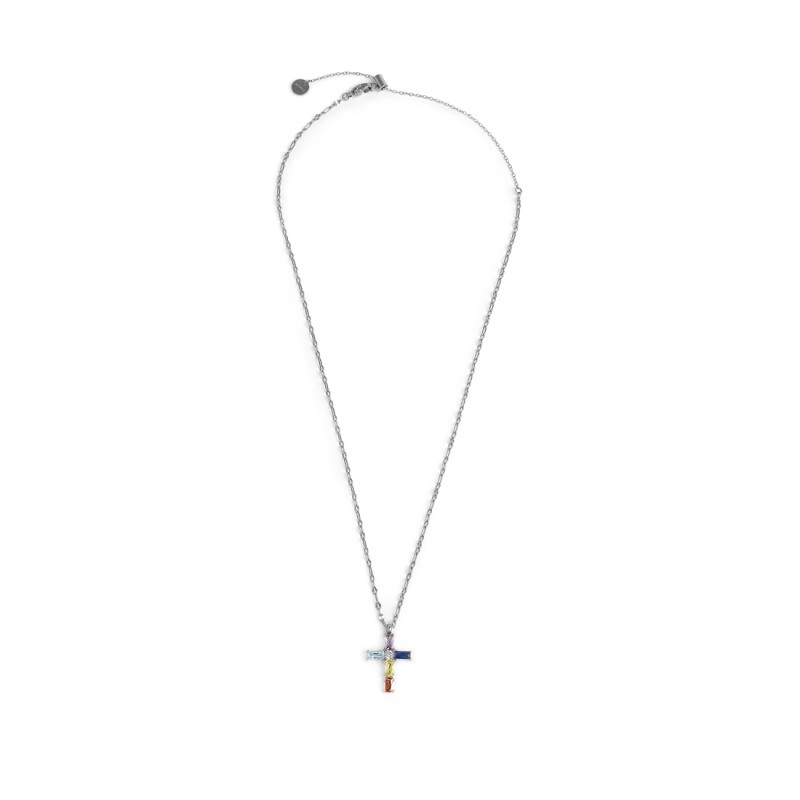 Collana croce pendente con cristalli baguette Collana croce pendente con cristalli baguette