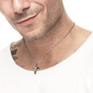 Collana croce pendente con cristalli baguette Collana croce pendente con cristalli baguette