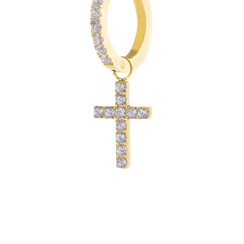 OR ACC MONO CERCHIO CON CZ BIANCHI E CROCE PENDENTE