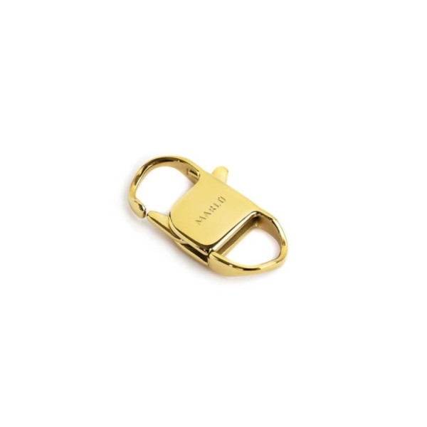 S.STEEL GOLD IP LOCK 32MM S.steel gold ip lock, size 32*14,30 mm, with on the top logo Marlù by etching.Materials: s.steel, g