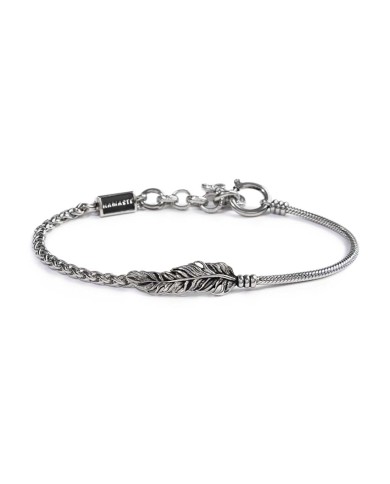 Bracciale con piuma con catena snake e sonaglio