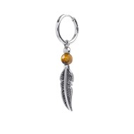 Orecchino a cerchio con sfera e piuma pendente Orecchino a cerchio con sfera e piuma pendente