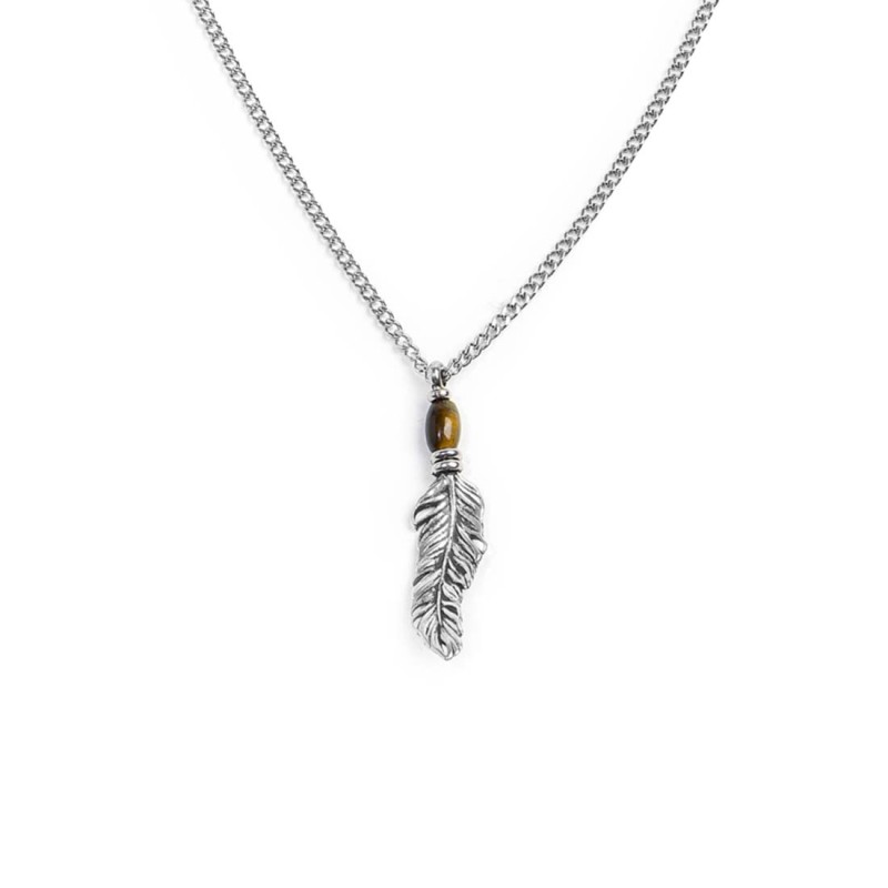 S.STEEL NECKLACE GRUMETTA CHAIN WITH FEATHER PENDANT S.steel necklace with grumetta chain 2,20 mm width and 1 mm thickness. S.st S.STEEL NECKLACE GRUMETTA CHAIN WITH FEATHER PENDANT S.steel necklace with grumetta chain 2,20 mm width and 1 mm thickness. S.st
