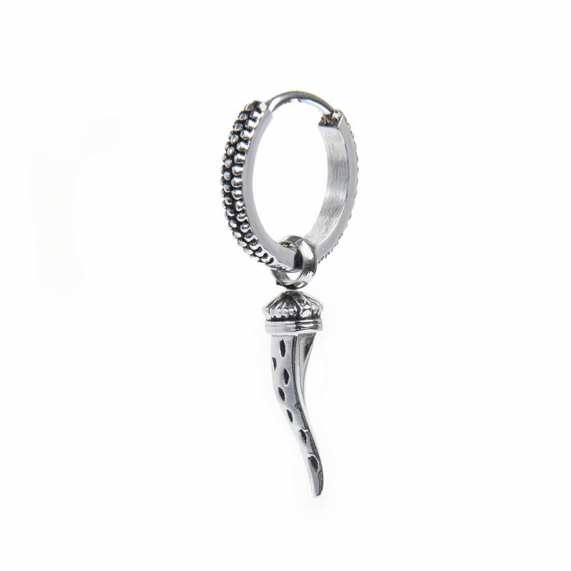 Orecchino a cerchio con corno pendente Orecchino a cerchio con corno pendente