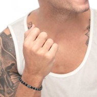 Bracciale con sfere in onice nera e pietra lavica