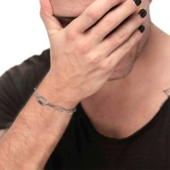 Bracciale catena a maglia larga diamantata con elemento ovale al centro in black oil