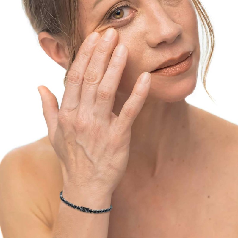 Bracciale catena tennis con zirconi neri 4mm Bracciale catena tennis con zirconi neri 4mm