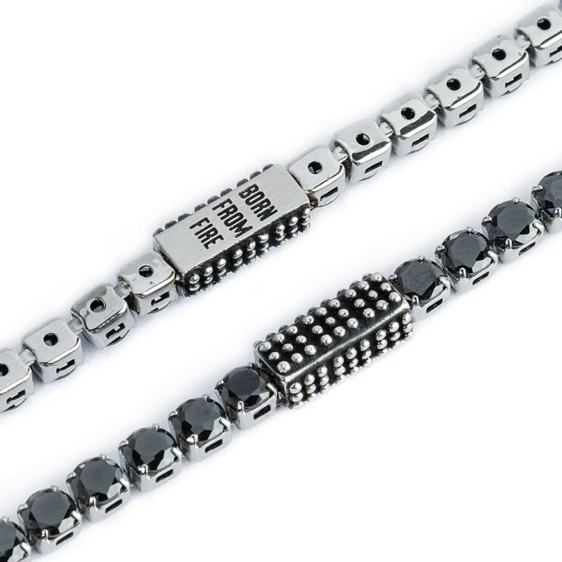 Bracciale catena tennis con zirconi neri 4mm Bracciale catena tennis con zirconi neri 4mm