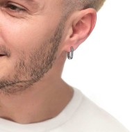 S.S. SINGLE OVAL EARRING WITH DOTS TEXTURE S.steel single oval hoop earring 11,75*16,70 mm with dots texture by casting and mat