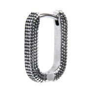 S.S. SINGLE OVAL EARRING WITH DOTS TEXTURE S.steel single oval hoop earring 11,75*16,70 mm with dots texture by casting and mat