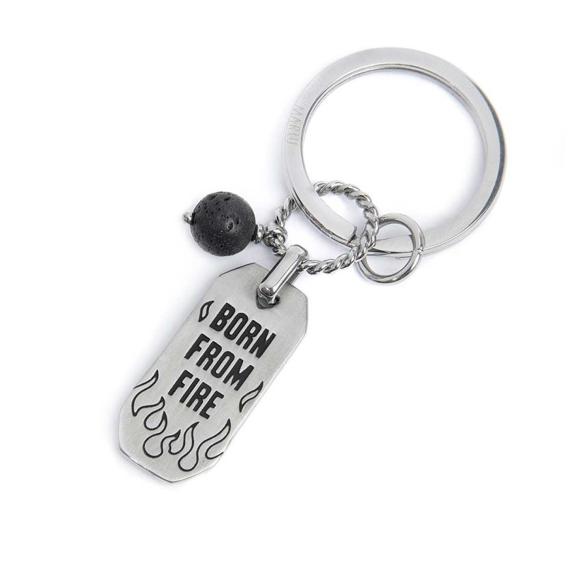 S.STEEL KEYRING PLATE AND LAVA STONE PENDANT S.steel keyring 30 mm diameter, 2,70 mm width, 2,70 mm thickness, lasered Marlù lo S.STEEL KEYRING PLATE AND LAVA STONE PENDANT S.steel keyring 30 mm diameter, 2,70 mm width, 2,70 mm thickness, lasered Marlù lo