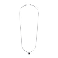 S.S. NECKLACE WITH SQUARED SNAKE CHAIN AND CZ STONE PEND S.steel necklace with squared snake chain 1,20 mm width. Squared pendan