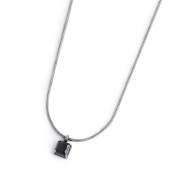 S.S. NECKLACE WITH SQUARED SNAKE CHAIN AND CZ STONE PEND S.steel necklace with squared snake chain 1,20 mm width. Squared pendan