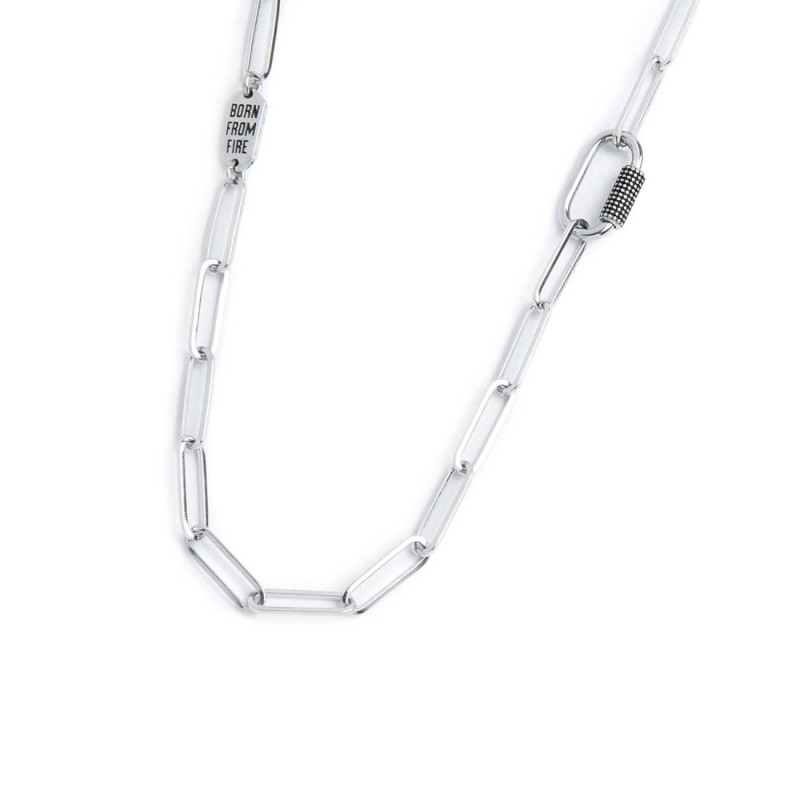 S.STEEL NECKLACE FAC. LARGE LING CHAIN WITH OVAL S.steel necklace with faceted large link chain 15 mm width, 0,90 mm thickness,