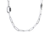 S.STEEL NECKLACE FAC. LARGE LING CHAIN WITH OVAL S.steel necklace with faceted large link chain 15 mm width, 0,90 mm thickness,