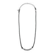 Collana cordino strobel elementi in acciaio con trama puntinata in black oil