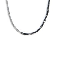 S.STEEL NECKLACE FISHBONE CHAIN WITH ONYX AND LAVA STONE S.steel necklace one half part with fishbone chain 3,50 mm width, 3 mm