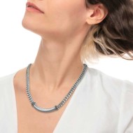 Collana catena cuban con catena snake piatta centrale