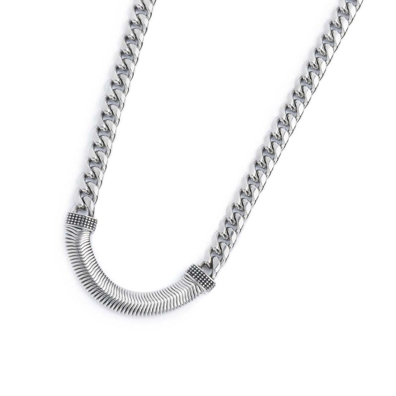 S.S NECKLACE CUBAN CHAIN 8MM WITH FLAT SNAKE CHAIN ELEM. S.steel necklace cuban chain 7,80 mm width, 2,60 mm thickness. In the c S.S NECKLACE CUBAN CHAIN 8MM WITH FLAT SNAKE CHAIN ELEM. S.steel necklace cuban chain 7,80 mm width, 2,60 mm thickness. In the c
