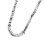 S.S NECKLACE CUBAN CHAIN 8MM WITH FLAT SNAKE CHAIN ELEM. S.steel necklace cuban chain 7,80 mm width, 2,60 mm thickness. In the c S.S NECKLACE CUBAN CHAIN 8MM WITH FLAT SNAKE CHAIN ELEM. S.steel necklace cuban chain 7,80 mm width, 2,60 mm thickness. In the c