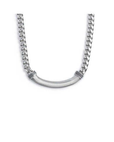 Collana catena cuban con catena snake piatta centrale