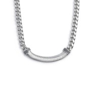 S.S NECKLACE CUBAN CHAIN 8MM WITH FLAT SNAKE CHAIN ELEM. S.steel necklace cuban chain 7,80 mm width, 2,60 mm thickness. In the c S.S NECKLACE CUBAN CHAIN 8MM WITH FLAT SNAKE CHAIN ELEM. S.steel necklace cuban chain 7,80 mm width, 2,60 mm thickness. In the c