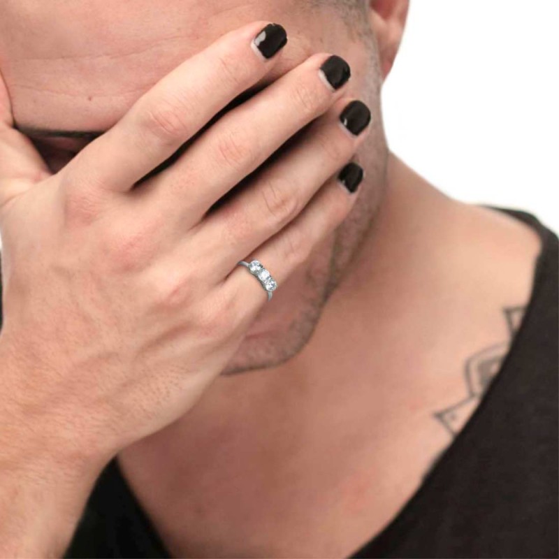 Anello trilogy con zircone 4,25mm Anello trilogy con zircone 4,25mm