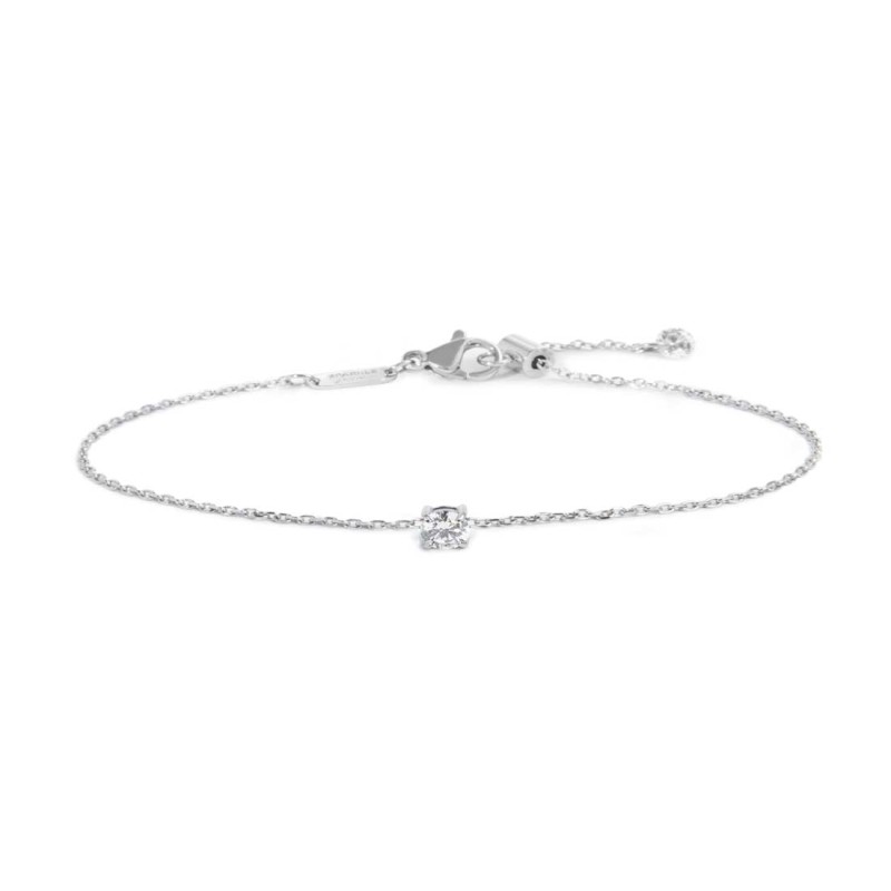 S.STEEL BR WITH WHITE CZ STONE 4,25 MM S.steel bracelet with cutting cross chain, 1,20 mm width, 0,26 mm thickness. On the cente S.STEEL BR WITH WHITE CZ STONE 4,25 MM S.steel bracelet with cutting cross chain, 1,20 mm width, 0,26 mm thickness. On the cente