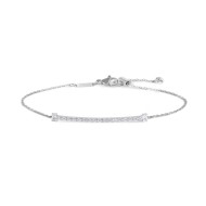 S.STEEL BR WITH WHITE CZ STONE AND BAGUETTE S.steel bracelet with cutting cross chain, 1,20 mm width, 0,26 mm thickness. On the