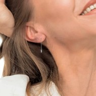 S.S. SINGLE EARRING CROSS CHAIN PEND WITH WHITE CZ ELEMENT S.steel single earring with cutting cross chain 1 mm width 0,20 mm th