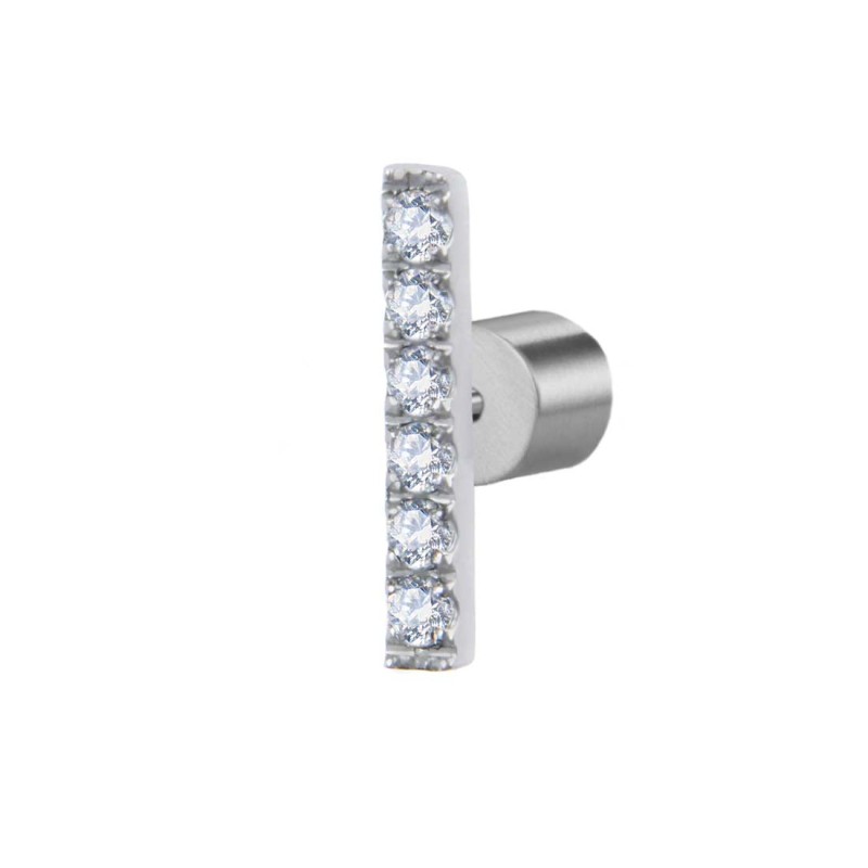 S.S. SINGLE EARRING WITH RECTANG. ELEMENT WITH WHITE CZ STONE S.steel single earring with rectangular element made by CNC size 1 S.S. SINGLE EARRING WITH RECTANG. ELEMENT WITH WHITE CZ STONE S.steel single earring with rectangular element made by CNC size 1
