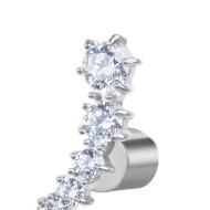 S.S. SINGLE EARRING WITH ELEMENT WITH WHITE CZ STONE S.steel single earring with element made by CNC size 5,98*13,52*2,27 mm wit S.S. SINGLE EARRING WITH ELEMENT WITH WHITE CZ STONE S.steel single earring with element made by CNC size 5,98*13,52*2,27 mm wit