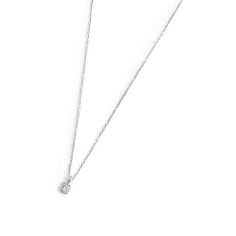 S.STEEL NECKLACE WITH WHITE CZ STONE 4,25 MM S.steel necklace with cutting cross chain, 1 mm width, 0,20 mm thickness. On the ce