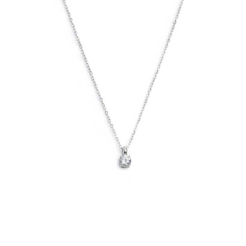 S.STEEL NECKLACE WITH WHITE CZ STONE 4,25 MM S.steel necklace with cutting cross chain, 1 mm width, 0,20 mm thickness. On the ce S.STEEL NECKLACE WITH WHITE CZ STONE 4,25 MM S.steel necklace with cutting cross chain, 1 mm width, 0,20 mm thickness. On the ce