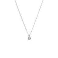 S.STEEL NECKLACE WITH WHITE CZ STONE 4,25 MM S.steel necklace with cutting cross chain, 1 mm width, 0,20 mm thickness. On the ce