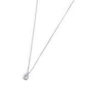 S.STEEL NECKLACE WITH WHITE CZ STONE 5,25 MM S.steel necklace with cutting cross chain, 1 mm width, 0,20 mm thickness. On the ce