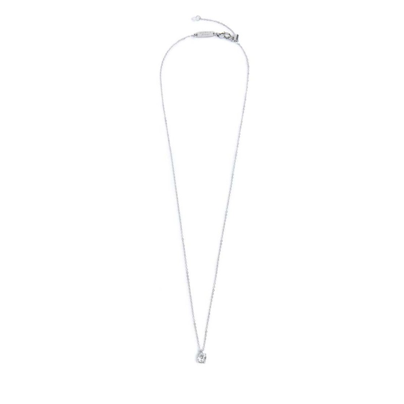 S.STEEL NECKLACE WITH WHITE CZ STONE 5,25 MM S.steel necklace with cutting cross chain, 1 mm width, 0,20 mm thickness. On the ce