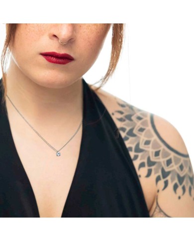 Collana catena cutting cross zircone centrale 7mm