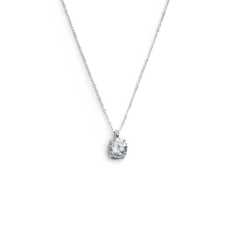 S.STEEL NECKLACE WITH WHITE CZ STONE 7MM S.steel necklace with cutting cross chain 1 mm width, 0,20 mm thickness. On the center S.STEEL NECKLACE WITH WHITE CZ STONE 7MM S.steel necklace with cutting cross chain 1 mm width, 0,20 mm thickness. On the center